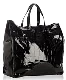 YSL Yves Saint Laurent Raspail Large Tote Black Patent Emossed Leather Handbag
