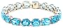 Sterling Silver Blue Topaz Oval Bracelet, 7"