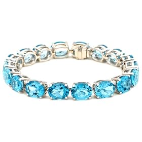 Sterling Silver Blue Topaz Oval Bracelet, 7 by Amazon.com Collection