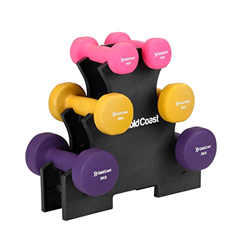 Gold Coast 12kg Neoprene Dumbbell Set with Stand Gold Coast 12kg Neoprene Dumbbell Set with Stand