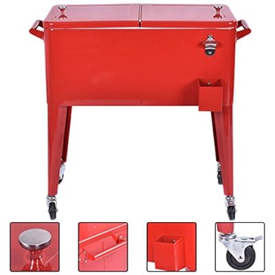 Giantex 80 Quart Cooler Cart Ice Beer Beverage Chest Party Portable