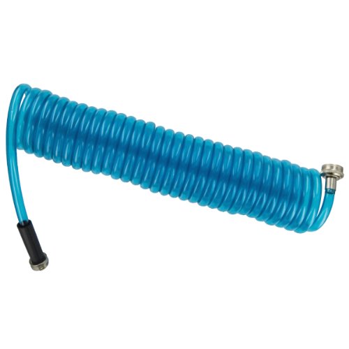 Plastair SpringHose PUW625B93OT-AMZ 25-Foot 3/8-Inch Polyurethane Lead Safe Ultra-Light Recoil Garden Hose, Blue Translucent