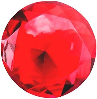 Diamond Jewel Paperweight 60mm Ruby Round Cut