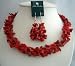 Simulated Semi Precious Corals Nuggets Beads Trendy Funky Jewelry Necklace Set (BRAND NEW)
