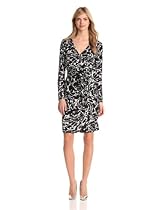 Hot Sale Jones New York Women's Mock Wrap Dress, Jet Black/Jet White, Large