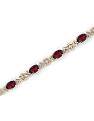 14kt Yellow Gold Oval Garnet and Diamond Bracelet