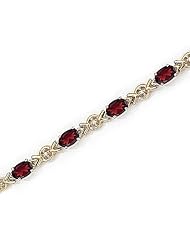 10kt Yellow Gold Oval Garnet and Diamond Bracelet