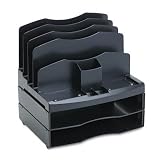 RUB12906 Organizer W/2 Letter Trays11 Compartments,13"x10"x8-5/8,BK