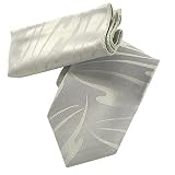 New Mens Silver Gray Tie Necktie Hanky Set