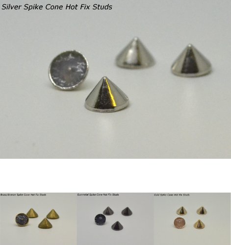 100 x Silver 6.5mm EIMASS® Premium Alloy Spike Cone Hot Fix Iron on Studs, DIY Craft, Glue Fix Studs to Embellish Clothes, Bags, Shoes, belts, converses, Pack of 100 Studs