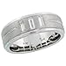 14 Karat Weissgold Satin Design Herren Comfort Fit Diamanten Ring, mit 0.36 Karat Baguetteschliff Diamanten, (8mm) breit
