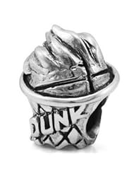 Authentic OHM Flaming Basketball in Net Dunk 925 Sterling Silver Bead fits European Charm Bracelet