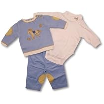 Hartstrings Baby Boys Blue Three Piece Sweater Set ~ Pony SIZE 3 6 months