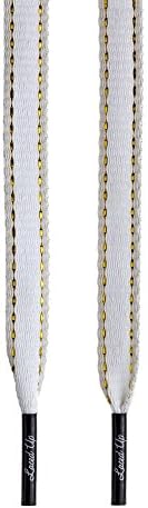 Laced Up Laces 3m Flat Shoelaces- Athletic &amp; Fashion Shoe Laces (Grey White Gold, 45)