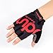 BOODUN Cycling Gloves with Shock-absorbing Foam Pad Breathable Half Finger Bicycle Riding Gloves Bike Gloves B-001, Black with Red Logo, XX-Large