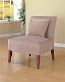 IMAGE OF Contemporary Design Taupe Velvet Lounge Chair with Accent Pillow