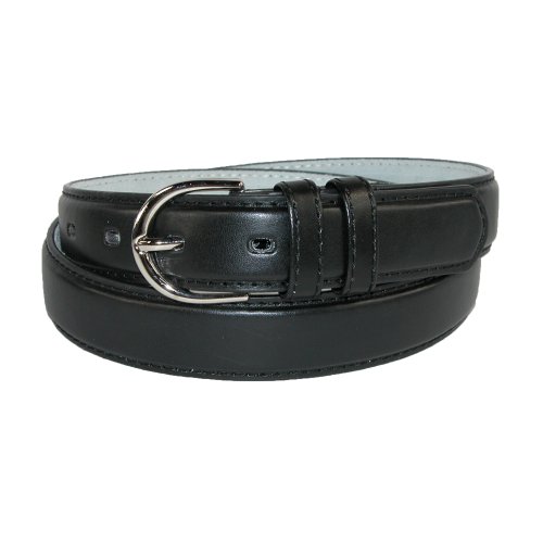 CTM® Womens Leather 1 1/8 Inch Basic Dress Belt, Large, Black