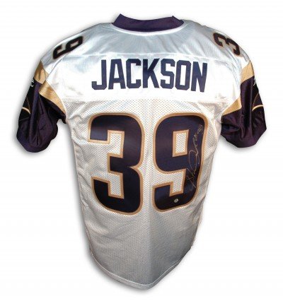 Steven Jackson Autographed/Hand Signed St. Louis Rams White Reebok Authentic Jersey