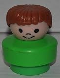 Little People Light Brown Hair School Boy with Green Base (1990) (Fat Body Style) - Replacement Figure - Classic Fisher Price Collectible Figures - Loose Out Of Package & Print (OOP) - Zoo Circus Ark Pet Castle
