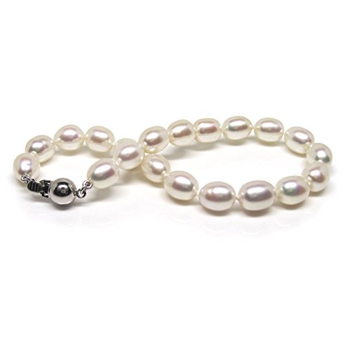 HinsonGayle AAA 8-8.5mm Oval Freshwater Cultured Pearl Bracelet 7.5