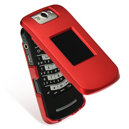 RIM Blackberry Pearl Flip 8220 Red Rubberize Textured Snap-On Case Cover with Removable Swivel Belt Clip
