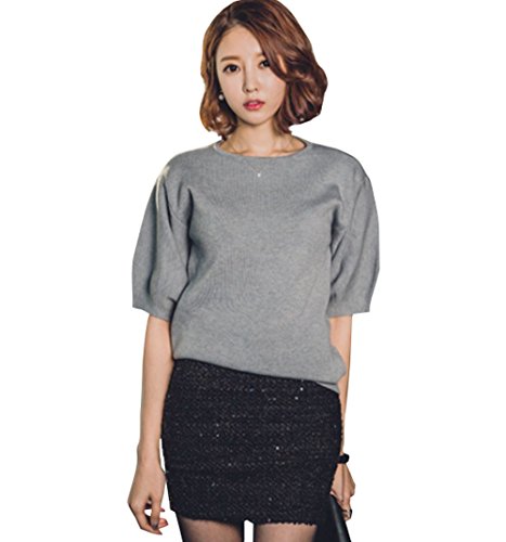 【 UN ANANAS 】 袖 ふんわり 可愛い キュート トップス 韓国 スタイル レディース グレー ブラック 全２色 春