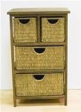 4 DRAW BASKET SEAGRASS BATHROOM LIVINGROOM STORAGE UNIT CABINET 43.5x31x70.5cm (H0136S)