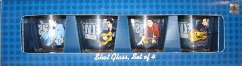 Elvis Presley Set of 4 Shot Glasses in 4 Different Poses with Elvis Logo on Back of Each