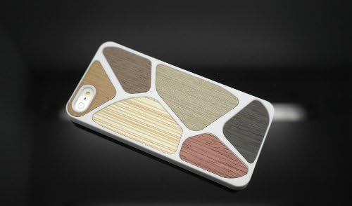 New Hard Case with Wood Effect - Iphone 5 Hard Silicone Case with Multi-coloured Wood Effect (White)+free the American flag protective film for iphone5,by aimmi
