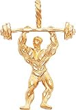 14K Yellow Gold Body Builder Pendant Charm Jewelry New