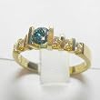 14K Yellow Gold Blue and White Diamond Engagement Ring