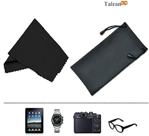 2x Black Waterproof Watch / Phone / Camera / Eyeglasses / Sunglasses Leather Pouch Bag with 2 Gentle Soft Cleaning Cloth Waterproof Scratch Free Tear Free Beach Safe Cleaning Kit