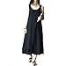 Women's Simple Solid Color Linen Fiber Sleeveless Skirt Casual Long Vest Dress