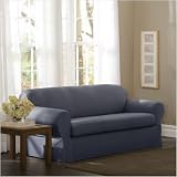 Stretch Twill Separate Seat Loveseat Slipcover in Denim