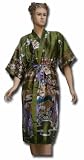 Satin Kimono Bath Robe Night Gown Geisha Flower Japan unisize green KJ03