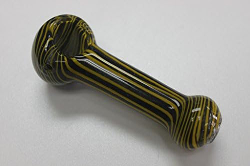 Multi-colored 5" Glass Pipe, Incense Holder, Handmade Glass Art Pipe, Inside Out One of a Kind Design - Black & Yellow Strips