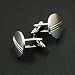 FashionOn Designer Formal Contemporary Silver Round Cufflinks with Gift Box