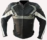 Motorrad Lederjacke Leder Jacke Schwarz/Grau Gr. XL