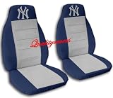 2 Navy Blue and silver "New York" seat covers for a 1998-2001 Ford Ranger. 60/40 seat covers with armrest included.