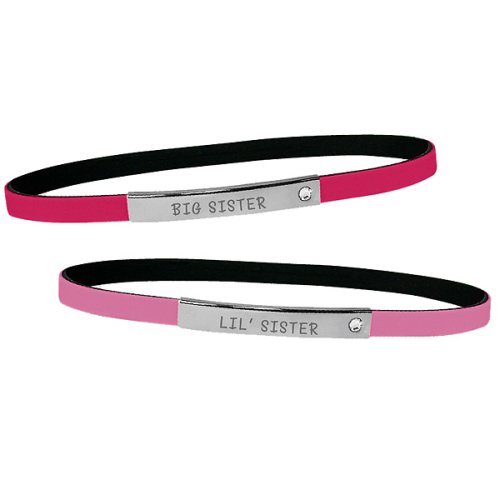 Childrens Toyshop  Jewelry : Set of 2 Message Bracelets- Fuchsia Big Sister/ Pink Lil' Sister