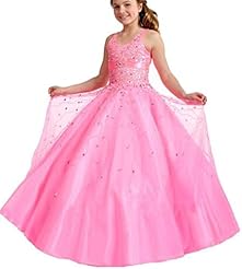 Girls Lace  Organza Floor Length  Ball Gown Bridesmaid Dress/Pageant Dress/Party Dress 