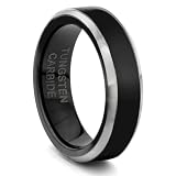 6MM Tungsten Carbide Black Wedding Band Beveled Ring (Available Sizes 4-11 Including Half Sizes) (5.5)