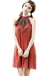 Halter Sleeveless Linen Shift  Dress