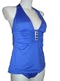 Womens Anne Cole Tankini Bikini Two Piece Swimsuit, Blue with Beads