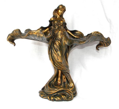 Art Nouveau Lady Lily Statue Figure *Bronze*