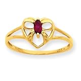 10k Polished Geniune Garnet Birthstone Ring
