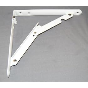 8" White Steel Heavy Duty Folding Shelf Bracket Pair