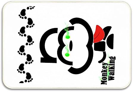 SSML Monkey Walking Shower Bath Tub Mat Skid Proof Carpet Safe Design Coral Velvet And Memory Foam Non-slip Mats Indoors Outdoors 23.62*15.75 Inch,Fits Any Place White