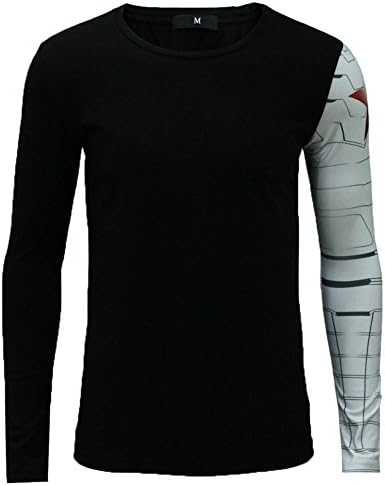 Zomarzz Men's Full Sleeve T-shirt Irom Arm For The Winter Soldier Cosplay Black S-3XL (Medium)