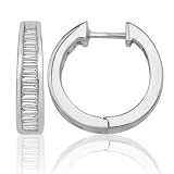 14k White Gold Diamond Oval Hoop Earring (1/2 cttw, G-H Color, I1 Clarity)